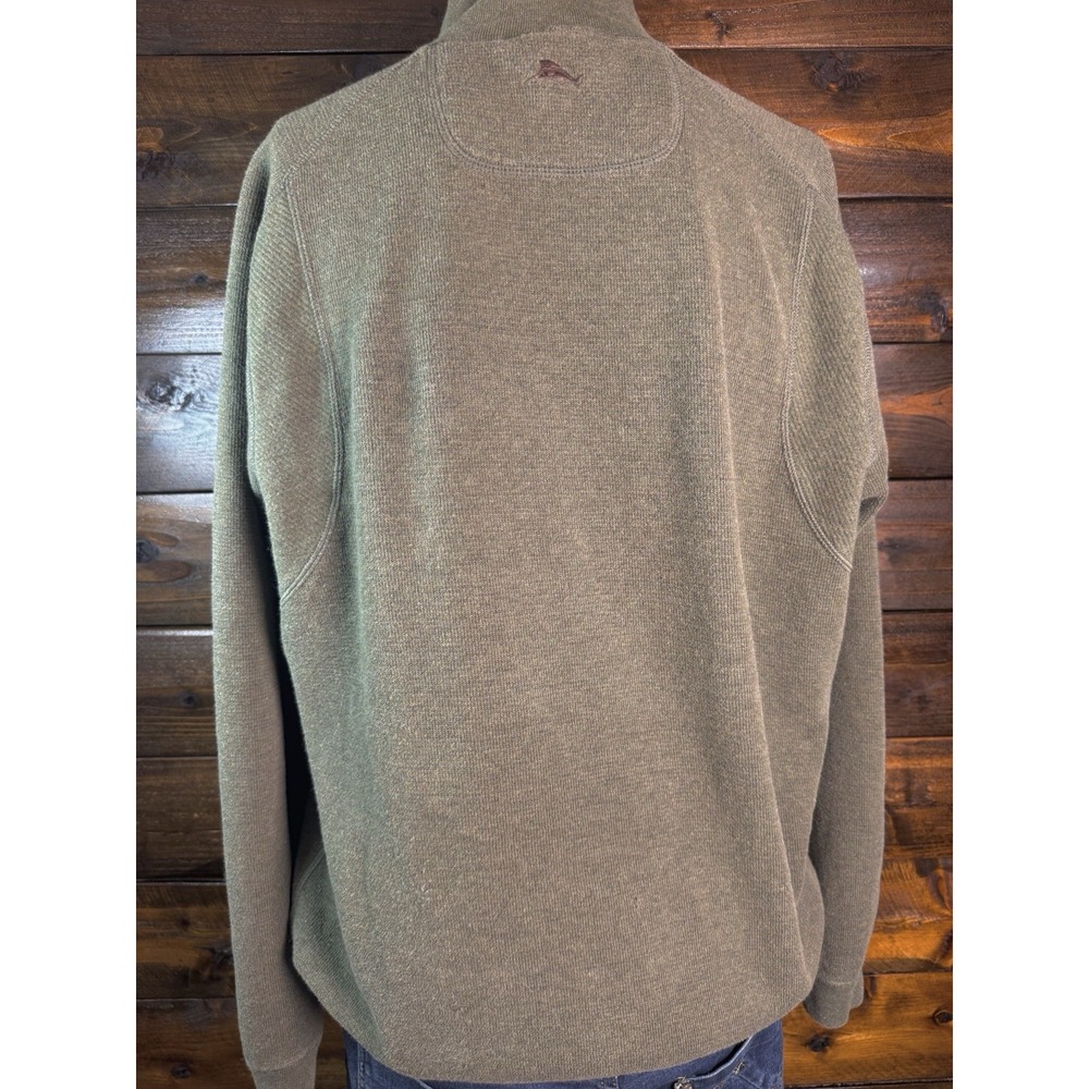 Tommy Bahama Reversible 1/4 Zip Ribbed Knit Pull Olive Green/Brown Men's Large‎ - Picture 9 of 15